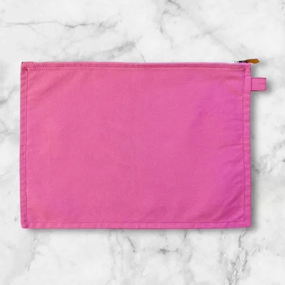 Hermès Paris Large Bora Bora Pink Cotton Canvas Flat Zip Pouch - Picture 11 of 14